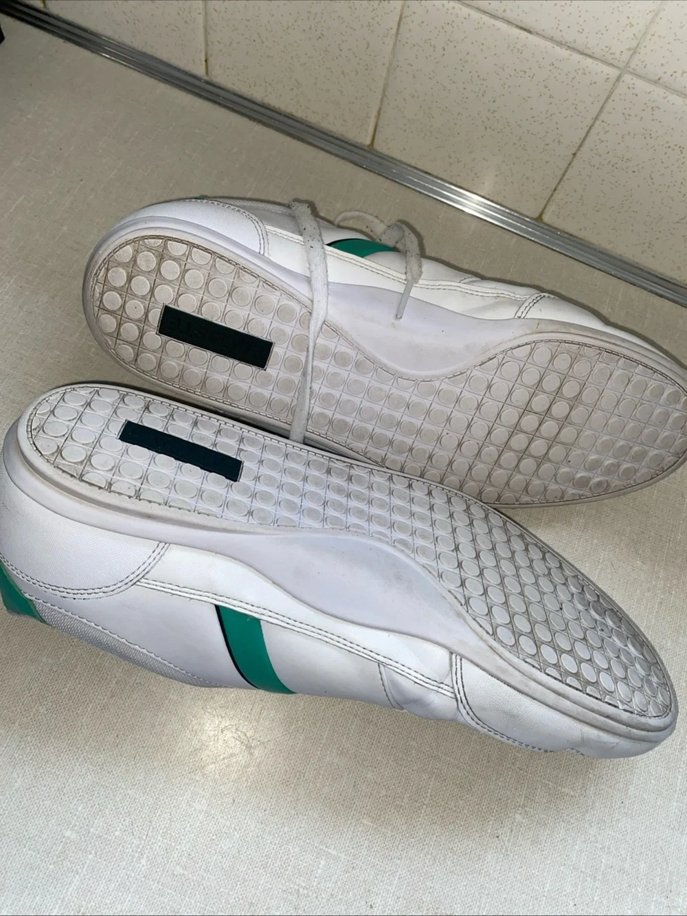 Lacoste Men 9.5 Shoes Chaymon 0722 1 White Green Leather Casual Sneakers